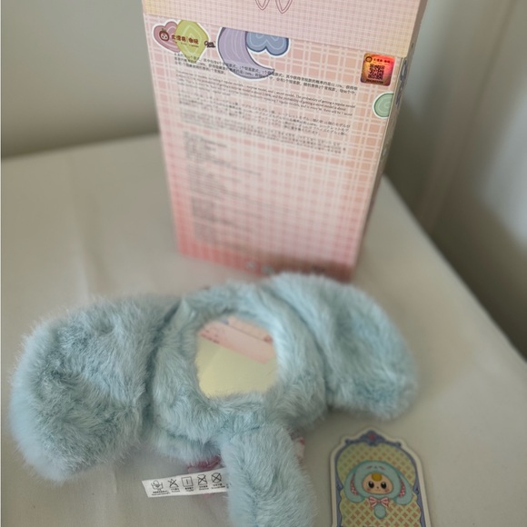 Baby Three Magic Mirror Baby Blue Bunny with Pink Gingham Ears Pendant - Picture 4 of 4